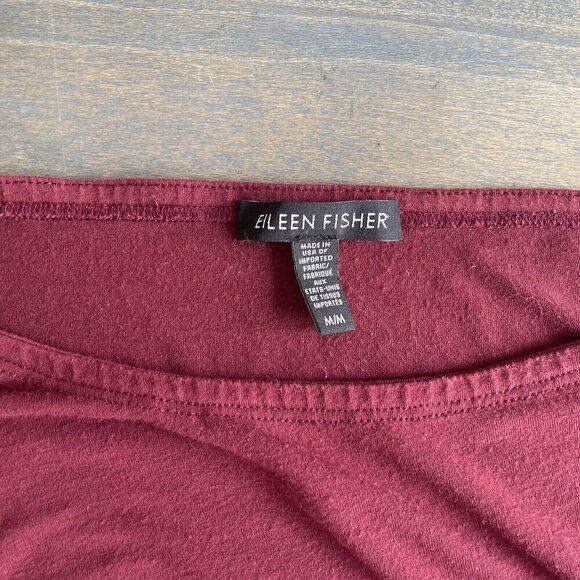 EILEEN FISHER Pullover Tunic Top Stretch Knit Viscose Spandex Maroon Medium (X3) - Picture 8 of 10